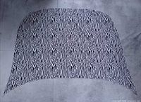 Scarf laid flat showing full rectangular shape and zebra pattern