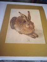 Full view of the matted Young Hare print