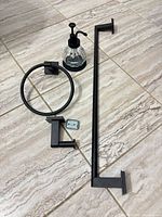 Full set: towel bar, towel ring, robe hook, soap dispenser