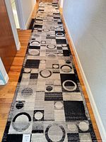 Full length view of Koshani Vegas runner rug laid in hallway