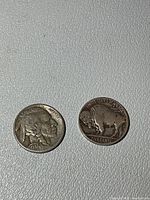 Front and reverse of both Buffalo nickels