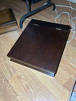 Top view of dark wooden writing box