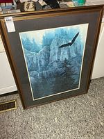 Full view of framed eagle landscape print