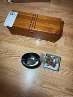 Wood box, ashtray, jewelry bag overview