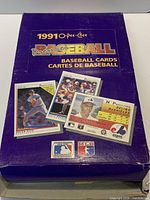 Closed hobby box top showing 1991 O-Pee-Chee Baseball branding and sample card images