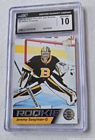 Front view of CGC-slabbed Jeremy Swayman Star Rookies card showing grade and label details