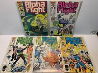 Front view of all five Alpha Flight issues 35-39 in bags