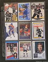 All nine Wayne Gretzky cards displayed in a three-by-three plastic page