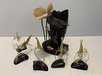 Group view of all six resin pieces