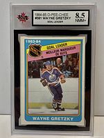 Front of KSA-slabbed Wayne Gretzky 1984-85 O-Pee-Chee #381 card showing grade 8.5 label