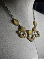 Front view of necklace on mannequin showing overall design