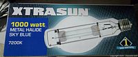 Retail box showing Xtrasun metal halide 1000W 7200K bulb