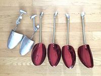 Overview of all six metal shoe trees
