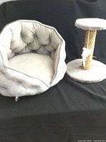 Cat bed and scratching post full view