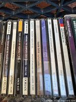 Row of CD spines showing Dvorak, Czech Dances, La Musica from Italy, Enrico Caruso and others