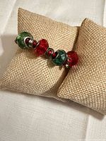 Bracelet on display pillow showing bead arrangement