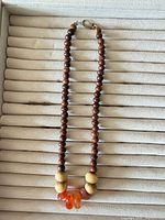 Full view of beaded necklace laid flat