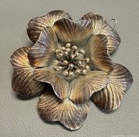 Front view of layered sterling silver flower pendant