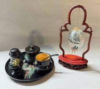 condiment set and egg ornament overall view