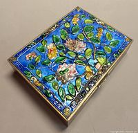 Top view showing cloisonne floral decoration on lid