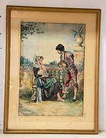 Full view of framed watercolor