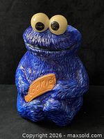 Front view of cookie jar showing overall design and color