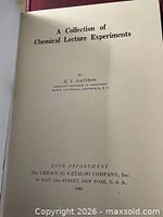 Title page of A Collection of Chemical Lecture Experiments