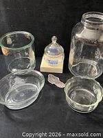 All six glass items grouped together