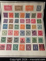 Front view of album page showing full assortment of mint Deutsches Reich hyperinflation stamps