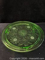 platter under normal light showing floral etching