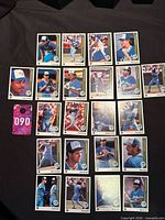 All 22 Upper Deck Blue Jays cards laid out