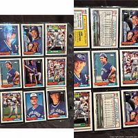 Fronts of twelve 1992 Topps Blue Jays cards in binder page