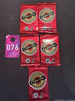 Five red foil 1993 O-Pee-Chee Premier hockey card packs displayed