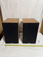 Front view of both speakers with grilles on