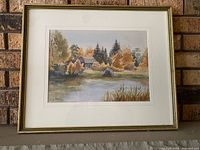 Front view of the framed watercolour painting