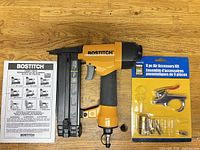 Bostitch brad nailer, manual, sealed 9-piece air accessory kit