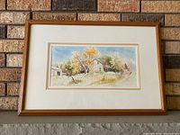 Front view of framed watercolour showing artwork, mat and frame