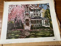 Full view of print on paper showing artwork and borders