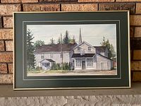 Front view of framed watercolour with mat and frame