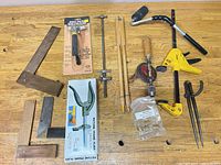 Overview of all tools laid out on bench