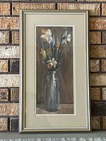 Front view of framed floral print