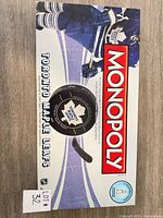 Closed box showing Toronto Maple Leafs Monopoly branding