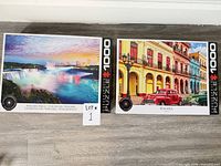 Both sealed Eurographics 1000-piece puzzles side by side