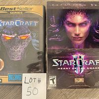Front view of StarCraft BestSeller Series case and StarCraft II Heart of the Swarm case