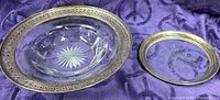 Top view of both crystal pieces displaying size difference and decorative sterling rims