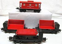 Caboose and three ore cars overall view