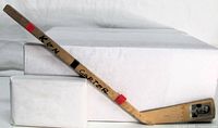 Full view of stick front showing photo, name lettering and stripes