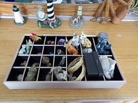 Full view of tray showing compartments and variety of figurines