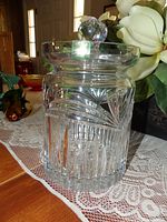 Full view of Waterford crystal cookie jar with lid in place