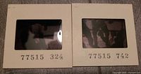 Both cardboard-mounted slides front view showing stamp numbers